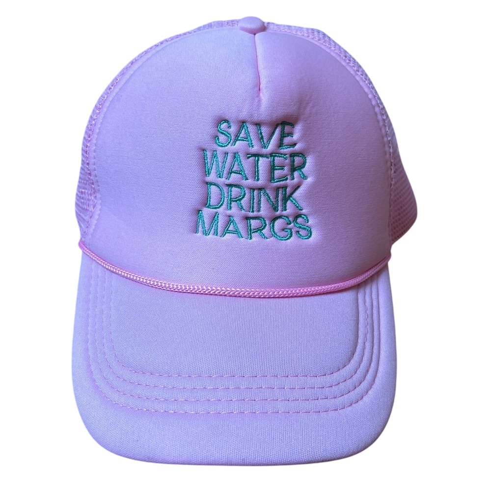 Trucker Hat Women Pink Save Water Drink Margs Graphic SIZE OSFA